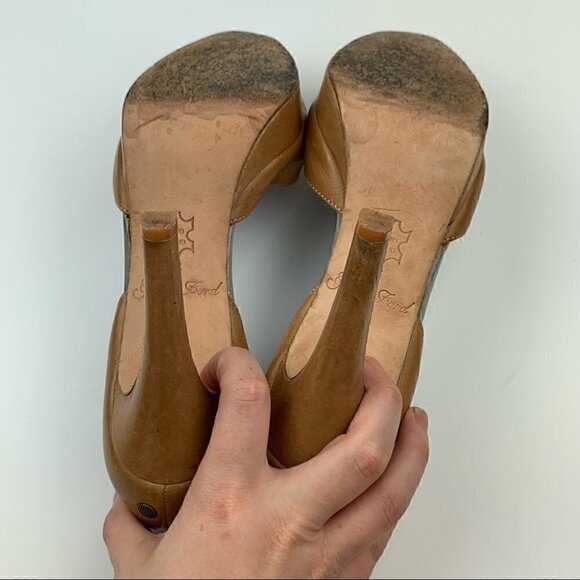 Geren Bond Womens heels size 6 brown leather Dorsay platforms - Picture 6 of 11